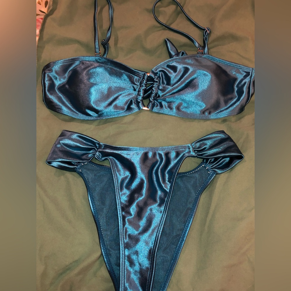 Metallic Teal Bikini Set